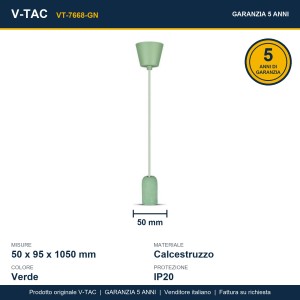 Lampadario a Sospensione in Calcestruzzo Verde E27 Max 60W IP20 V-TAC VT-7668-GN - foto 11