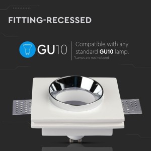 Portafaretto LED da incasso quadrato GU10 GU5.3 bianco cromato V-TAC VT-866-CSQ - foto 4
