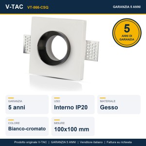 Portafaretto LED da incasso quadrato GU10 GU5.3 bianco cromato V-TAC VT-866-CSQ - foto 12
