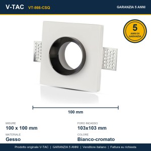 Portafaretto LED da incasso quadrato GU10 GU5.3 bianco cromato V-TAC VT-866-CSQ - foto 13