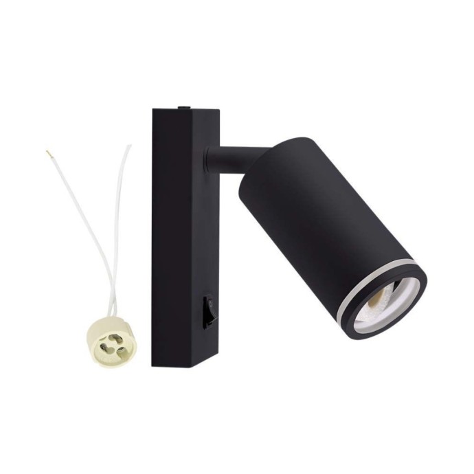 Portafaretto LED da muro GU10 orientabile con interruttore nero V-TAC VT-429