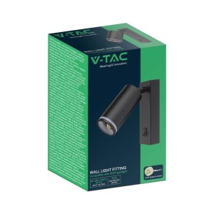 Portafaretto LED da muro GU10 orientabile con interruttore nero V-TAC VT-429 - foto 3
