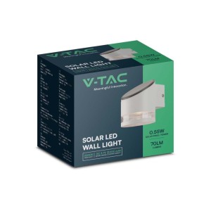 Applique LED Solare da Esterno 1W 3000K IP54 Cilindrica Bianca V-TAC VT-1138 - foto 3