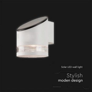Applique LED Solare da Esterno 1W 3000K IP54 Cilindrica Bianca V-TAC VT-1138 - foto 4