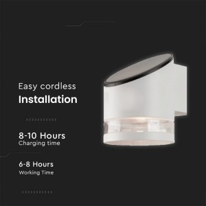 Applique LED Solare da Esterno 1W 3000K IP54 Cilindrica Bianca V-TAC VT-1138 - foto 5