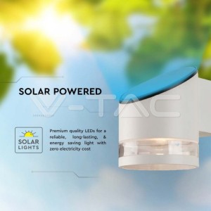 Applique LED Solare da Esterno 1W 3000K IP54 Cilindrica Bianca V-TAC VT-1138 - foto 6