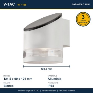 Applique LED Solare da Esterno 1W 3000K IP54 Cilindrica Bianca V-TAC VT-1138 - foto 11