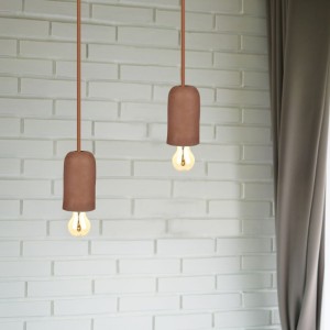 Lampadario a Sospensione Cilindro in Calcestruzzo Marrone E27 60W V-TAC VT-7668-BR - foto 2