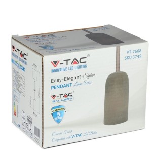 Lampadario a Sospensione Cilindro in Calcestruzzo Marrone E27 60W V-TAC VT-7668-BR - foto 4