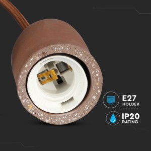 Lampadario a Sospensione Cilindro in Calcestruzzo Marrone E27 60W V-TAC VT-7668-BR - foto 5