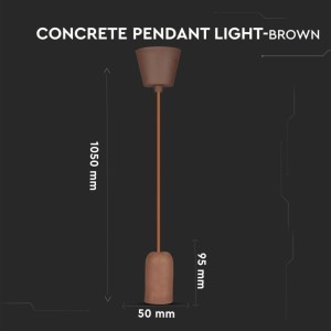Lampadario a Sospensione Cilindro in Calcestruzzo Marrone E27 60W V-TAC VT-7668-BR - foto 8