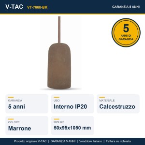 Lampadario a Sospensione Cilindro in Calcestruzzo Marrone E27 60W V-TAC VT-7668-BR - foto 9
