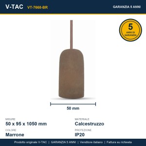 Lampadario a Sospensione Cilindro in Calcestruzzo Marrone E27 60W V-TAC VT-7668-BR - foto 10