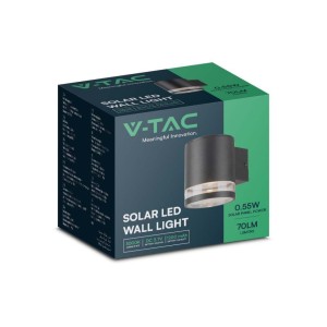 Applique LED Solare da Esterno 1W 3000K IP54 Nera Cilindrica V-TAC VT-1139 - foto 3