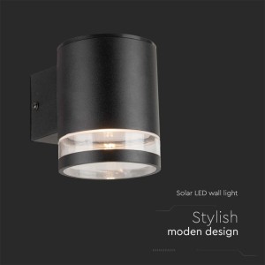 Applique LED Solare da Esterno 1W 3000K IP54 Nera Cilindrica V-TAC VT-1139 - foto 4