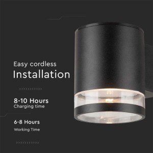 Applique LED Solare da Esterno 1W 3000K IP54 Nera Cilindrica V-TAC VT-1139 - foto 5