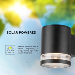 Applique LED Solare da Esterno 1W 3000K IP54 Nera Cilindrica V-TAC VT-1139 - foto 6