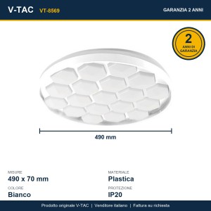 Plafoniera LED 60W rotonda 3000K-6500K CCT con telecomando, bianca, V-TAC VT-8569 - foto 12