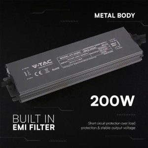 Alimentatore LED 24V 200W 8.25A IP67 in Metallo Nero V-TAC VT-24202 - foto 5