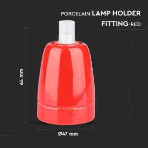 Portalampada E27 in porcellana rosso, max 60W, V-TAC VT-799-R - foto 6