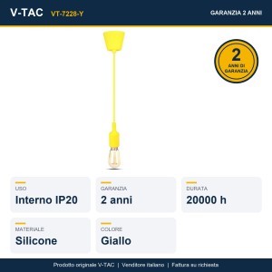 Lampadario a Sospensione E27 in Silicone Giallo max 60W IP20 V-TAC VT-7228-Y - foto 8