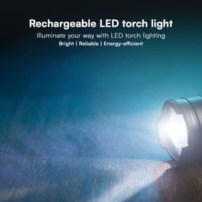 Torcia LED ricaricabile 10W USB-C 1000lm IP54 in alluminio nero V-TAC VT-9910