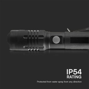 Torcia LED ricaricabile 10W USB-C 1000lm IP54 in alluminio nero V-TAC VT-9910 - foto 6