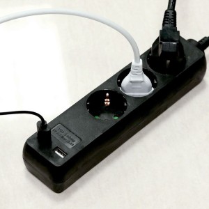 Multipresa 3 Prese Schuko 16A con 2 USB-A, Cavo 5m, Nero - V-TAC VT-1125-2 - foto 3