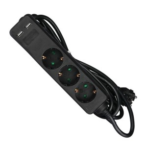 Multipresa 3 Prese Schuko 16A con 2 USB-A, Cavo 5m, Nero - V-TAC VT-1125-2 - foto 9