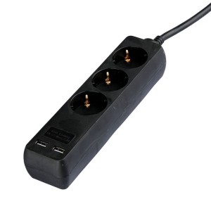 Multipresa 3 Prese Schuko 16A con 2 USB-A, Cavo 5m, Nero - V-TAC VT-1125-2 - foto 10