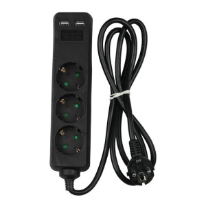 Multipresa 3 Prese Schuko 16A con 2 USB-A, Cavo 5m, Nero - V-TAC VT-1125-2 - foto 12