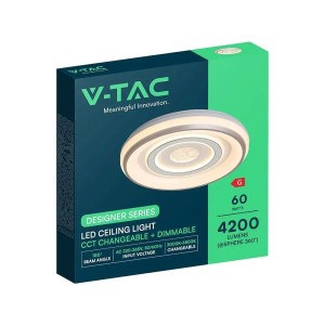 Plafoniera LED 60W CCT 3000K-6500K Rotonda Bianca con Telecomando RF V-TAC VT-84240 - foto 2