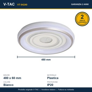 Plafoniera LED 60W CCT 3000K-6500K Rotonda Bianca con Telecomando RF V-TAC VT-84240 - foto 11
