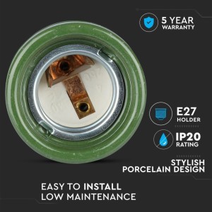 Portalampada E27 in porcellana verde max 60W V-TAC VT-799-GN - foto 6