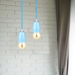 Portalampada E27 in porcellana blu con cavo in corda, max 60W, V-TAC VT-7998-BL - foto 2