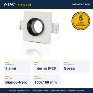 Portafaretto LED da incasso quadrato GU10 GU5.3 gesso bianco nero V-TAC VT-866-BSQ - foto 10