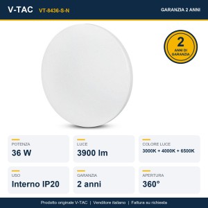 Plafoniera LED rotonda 36W CCT 3000K 4000K 6500K effetto stellato V-TAC VT-8436-S-N - foto 13