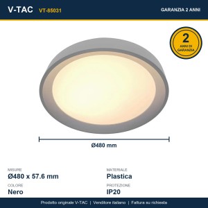 Lampadario LED 60W CCT 3000K-6500K nero con telecomando V-TAC VT-85031 - foto 11
