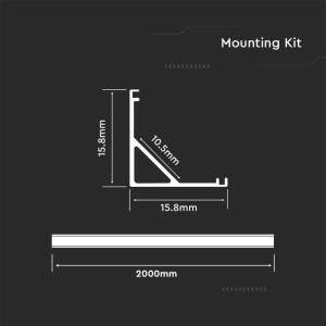 Profilo Angolare Alluminio per Strip LED 10.5mm, 2000mm Argento V-TAC VT-8158 - foto 4