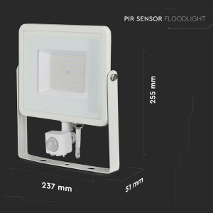 Faro LED 50W 3000K IP65 con Sensore PIR e Crepuscolare Bianco V-TAC VT-50-S-W - foto 3