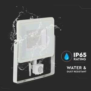 Faro LED 50W 3000K IP65 con Sensore PIR e Crepuscolare Bianco V-TAC VT-50-S-W - foto 9