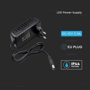 Alimentatore LED 30W 12V 2.5A Plug and Play Jack 2.1 IP44 Nero V-TAC VT-23032 - foto 4
