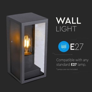 Applique LED da esterno E27 max 60W nero IP44 rettangolare V-TAC VT-837 - foto 4