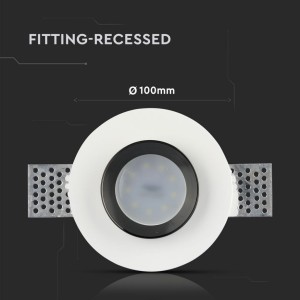 Portafaretto da incasso rotondo GU10 e GU5.3 in gesso bianco e nero V-TAC VT-866-BRD - foto 3