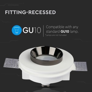 Portafaretto da incasso rotondo GU10 e GU5.3 in gesso bianco e nero V-TAC VT-866-BRD - foto 5