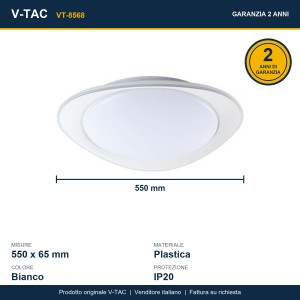 Plafoniera LED 60W rotonda CCT 3000K-6500K dimmerabile con telecomando V-TAC VT-8568 - foto 13