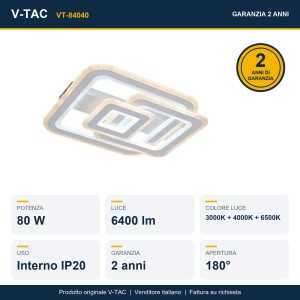Lampadario LED 80W CCT 3000K 4000K 6500K dimmerabile con telecomando V-TAC VT-84040 - foto 12