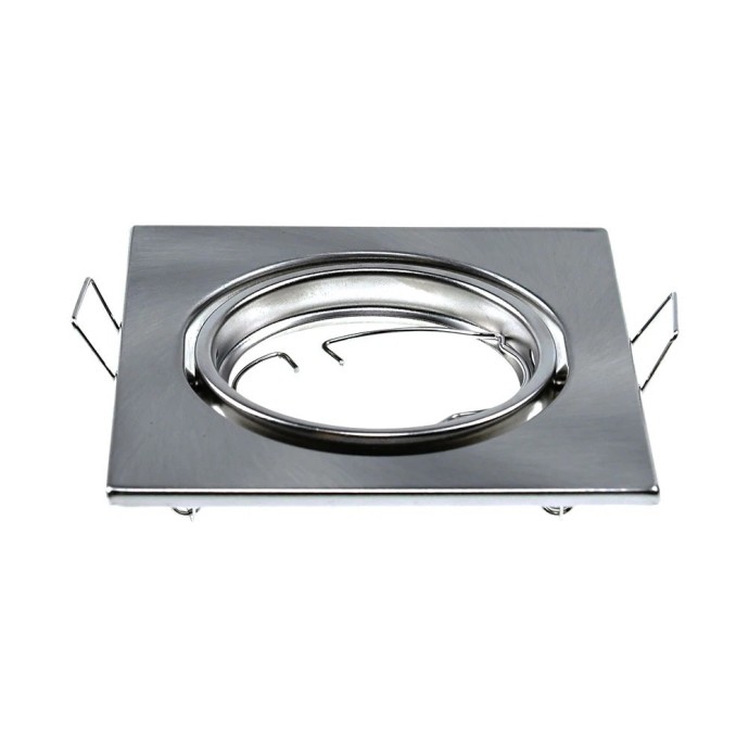 Portafaretto GU10 quadrato nichel satinato 82x82 mm, 2 pezzi, V-TAC VT-817-SQ-SN