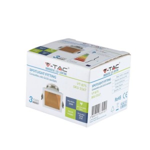 Portafaretto da Incasso GU10 Quadrato Oro Rosa 80x80 mm Inclinabile V-TAC VT-875-WR - foto 2