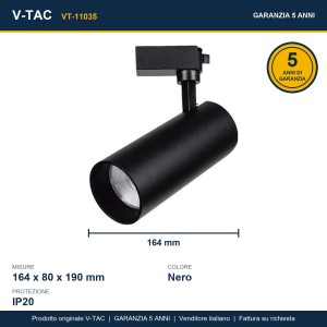 Faretto LED da Binario Trifase 35W 4000K Nero Chip Samsung V-TAC VT-11035 - foto 9